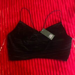 Wild fable black velvet crop top NWT